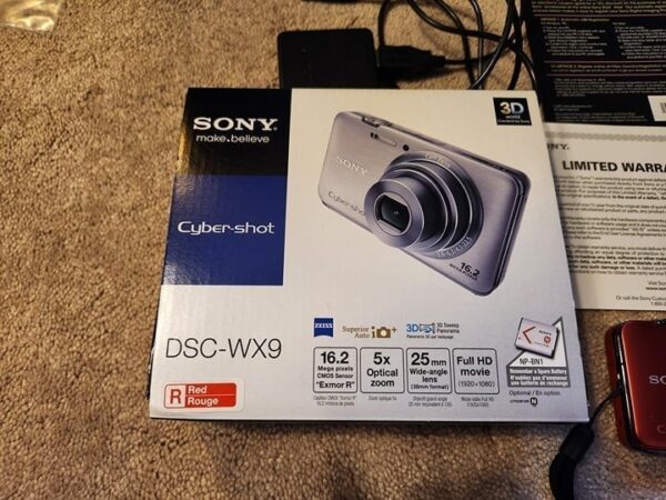 Vintage Sony Red Cyber-shot DSC-WX9 Digital Camera - Image 5