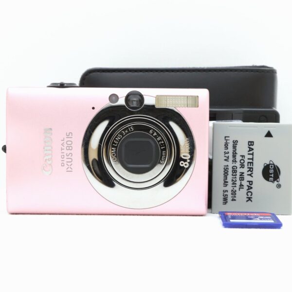 Canon Digital IXUS 80 IS 8.0MP Compact Digital Camera Pink Tested Bundle Kit