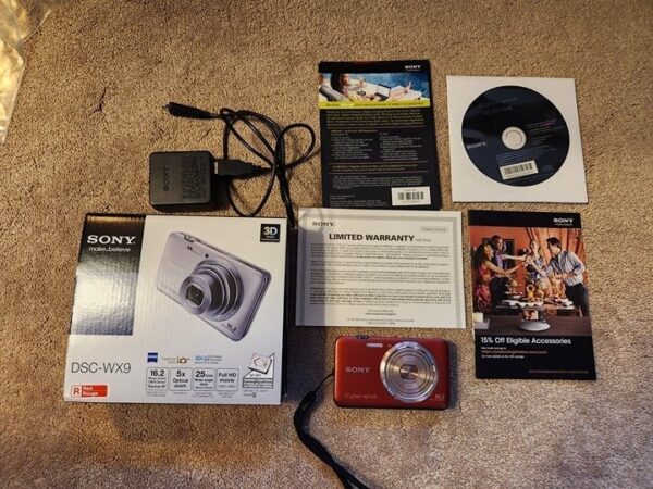 Vintage Sony Red Cyber-shot DSC-WX9 Digital Camera - Image 2