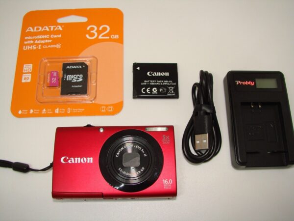 Canon PowerShot A3400 IS Digital Camera Red